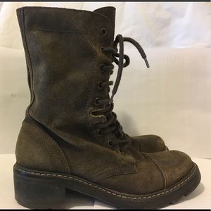 Brown Suede Combat Boots, Size 6.5M but run big